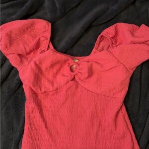 No Boundaries Black and Pink Smocked Cut Out Blouse